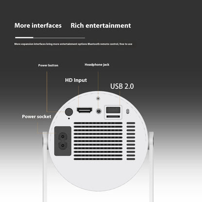 Portable 180° Home Projector with Auto Focus - Compact & Perfect for Home Entertainment