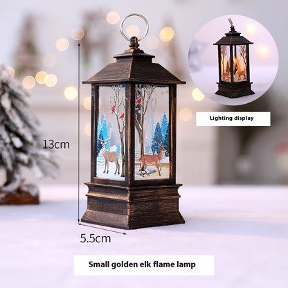 Christmas Portable Oil Lamp Santa Claus LED Night Lights Battery Powered Indoor Outdoor Hanging Lanterns Festive Party Decoration