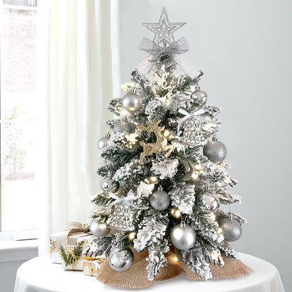 2ft Mini Christmas Tree With Light Artificial Small Tabletop Christmas Decoration With Flocked Snow, Exquisite Decor & Xmas Ornaments For Table Top For Home & Office