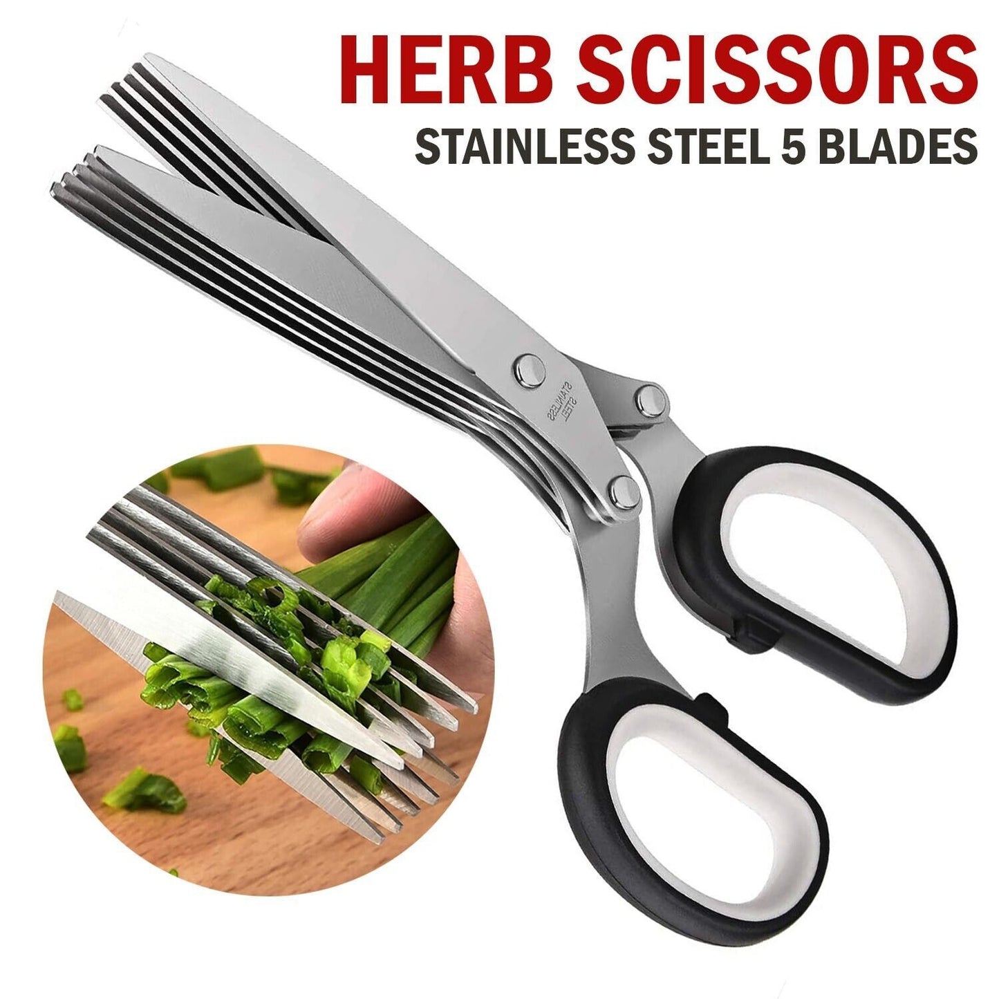 Herb Scissors Set With 5 Blades And Cover - Multipurpose Kitchen Shear