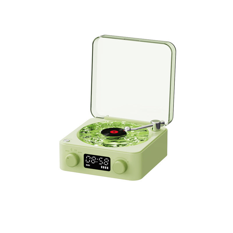 Retro Turntable Speaker with Bluetooth 5.0 & RGB Projection Lamp – Vinyl Record Player Stereo Sound